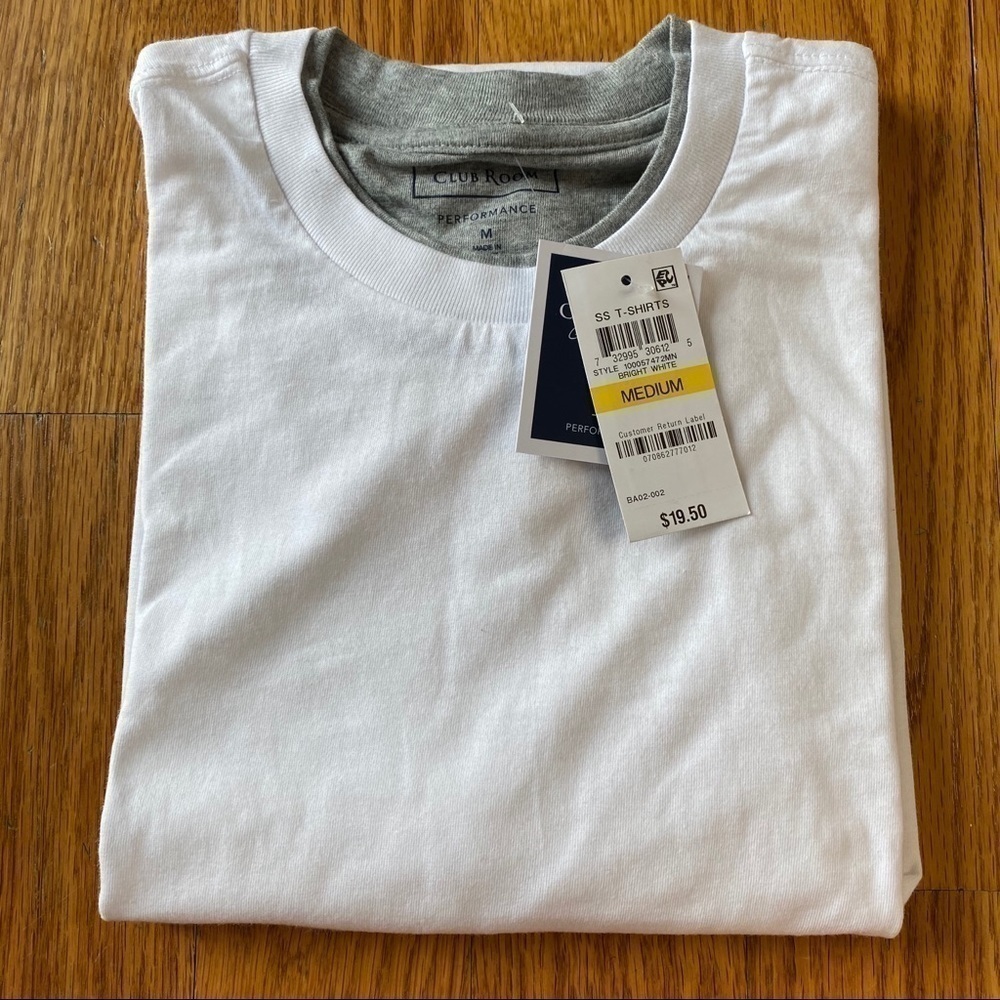 NWT men’s white 100% cotton t shirt sz med